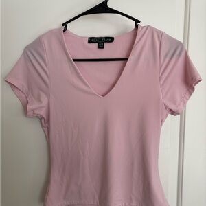 Women's Pink V-Neck Top